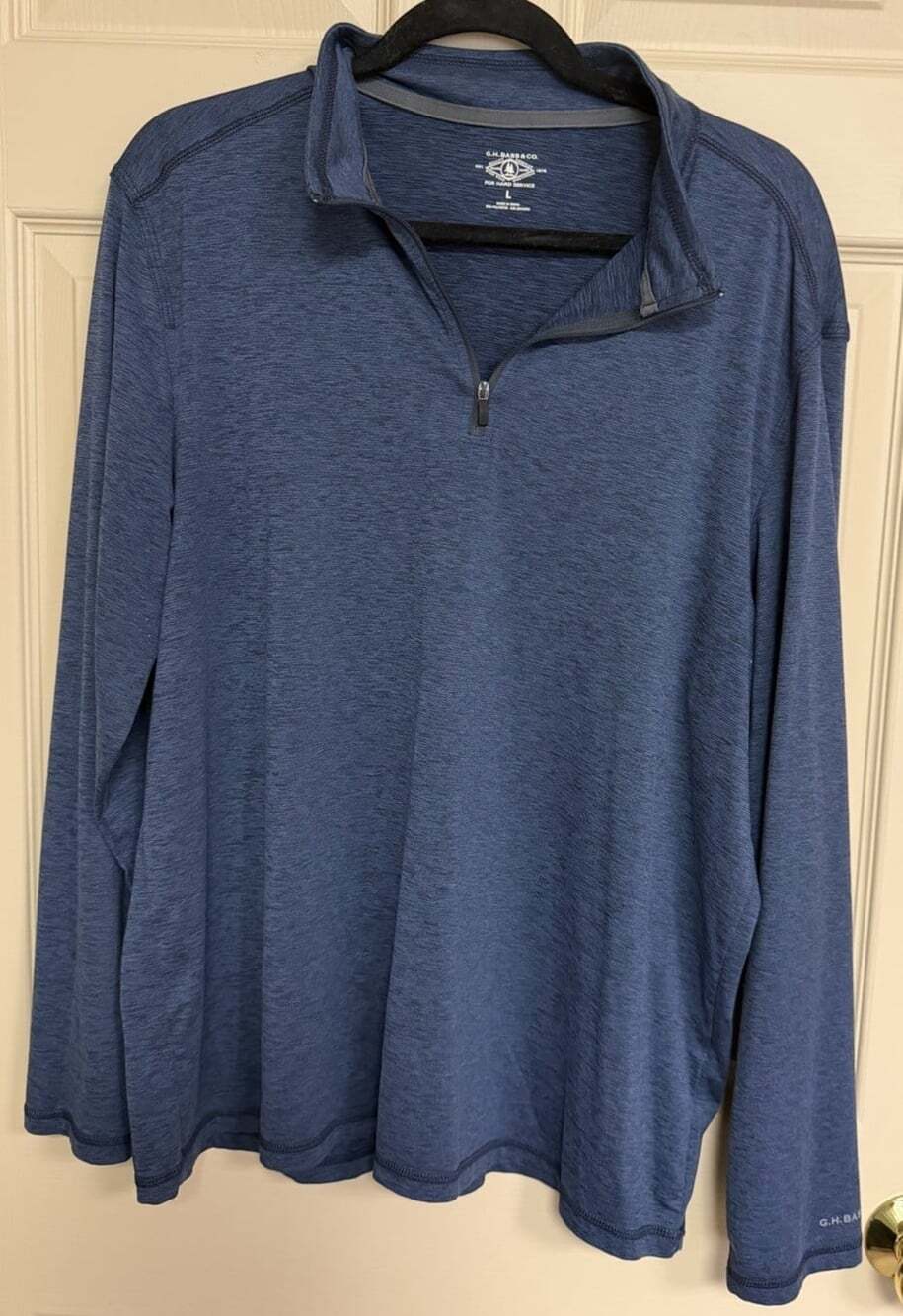 G.H. Bass & Co Pullover Mens Large Blue 1/4 Zip Stretch Long Sleeve Performance